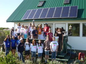 Girls from a Science Camp check out my solar home